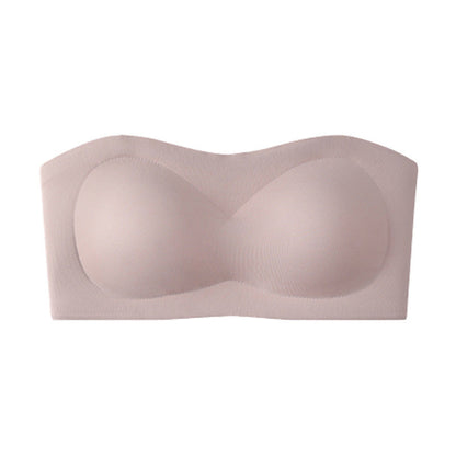 ⛱️Last Day💞Womens Strapless Bras Push Up Bandeau Bra Non Slip Wireless Supportive Padded Bras Seamless Comfortable Tube Jelly Bra