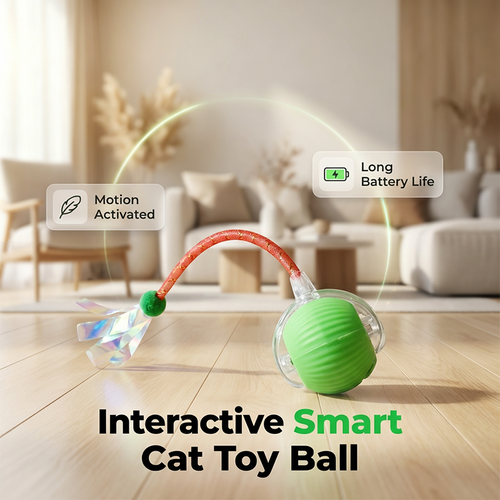 Smart Interactive Electric Cat Toy Ball With Simulated Tail For Indoor Cats