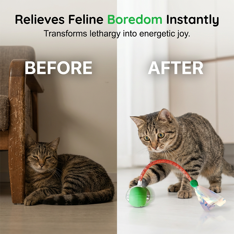 Smart Interactive Electric Cat Toy Ball With Simulated Tail For Indoor Cats