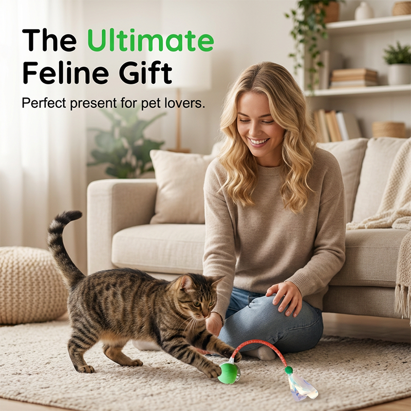 Smart Interactive Electric Cat Toy Ball With Simulated Tail For Indoor Cats