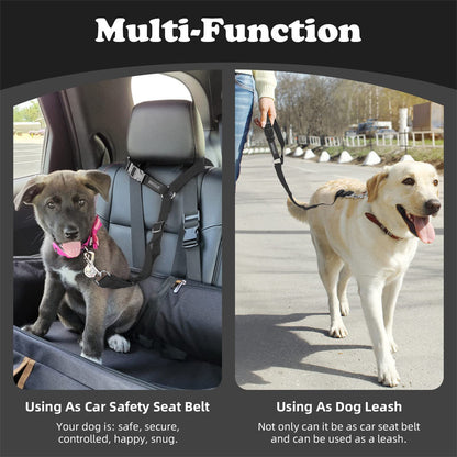 2-in-1 Dog Car Seat Belt And Outdoor Walking Leash For Pet Safety