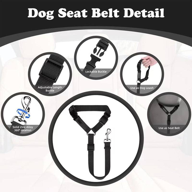 2-in-1 Dog Car Seat Belt And Outdoor Walking Leash For Pet Safety
