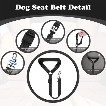 2-in-1 Dog Car Seat Belt And Outdoor Walking Leash For Pet Safety