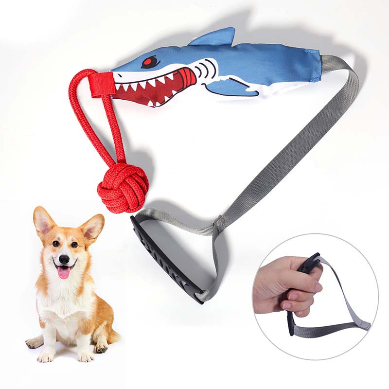 Interactive Squeaky Shark Tug Toy Rope Knot Chew Toy For Dogs Playtime