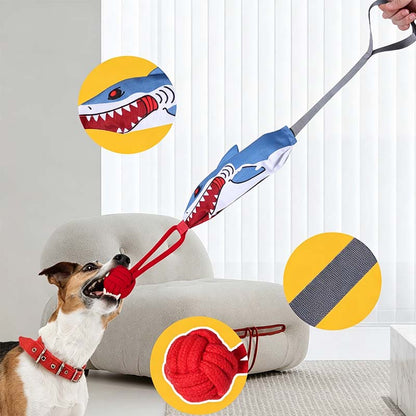 Interactive Squeaky Shark Tug Toy Rope Knot Chew Toy For Dogs Playtime