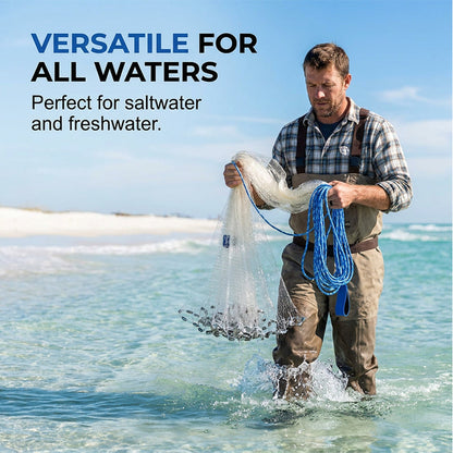 🎣 ZEITLICH BEGRENZT 50 % RABATT! ✨ Einfach-Wurf-Wurfnetz – Hochleistungsnetz, schnell sinkend, vielseitig 🌊