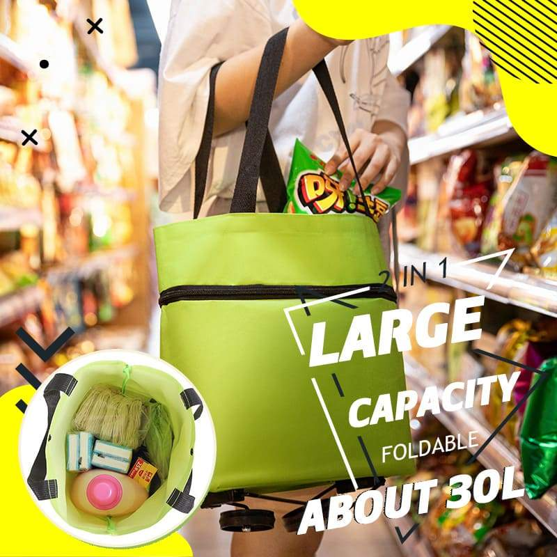 🛍️ Online einkaufen & sparen ✨🛢️2-in-1 faltbarer Einkaufswagen – tragbarer Roll-Einkaufstrolley