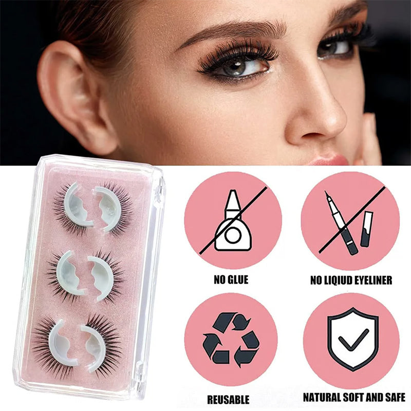 🔥Buy 3 Get 2 Free👀Reusable Self-Adhesive False Eyelashes – No Glue Needed