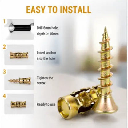 🛠️🔩 Kit de Anclajes Autoperforantes para Paneles de Yeso con Tornillos 🪨 Accesorios de Fijación de Pared de Fácil Instalación