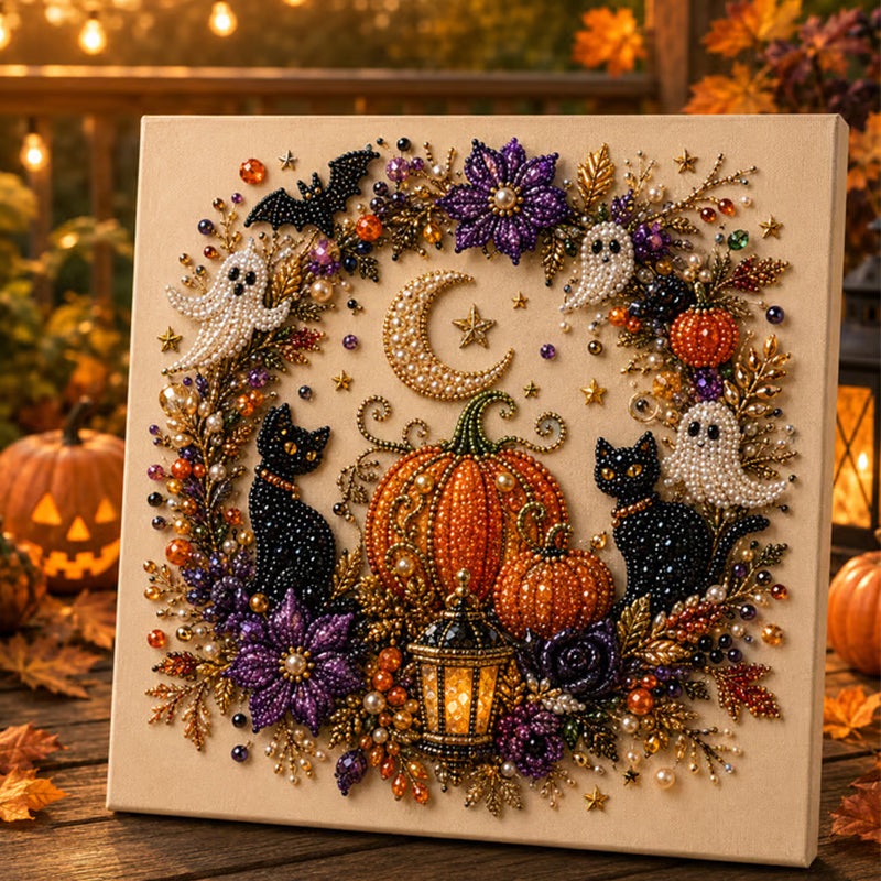 ⚡50K+ SOLD!🎃🧘Relaxing & Beginner-Friendly 🎨💎Halloween Ghost Pearl Art DIY Kit