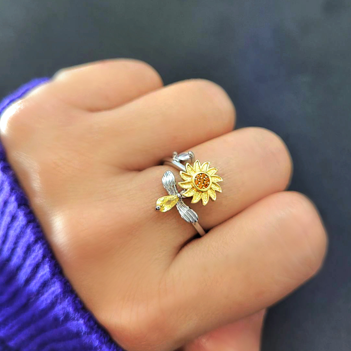 🚨 Ending Soon 💥Sunflower Serenity Anxiety Ring