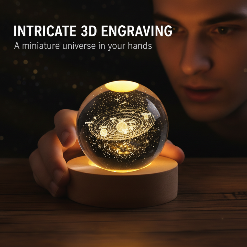 🛒 Mega Bargain 💥Engraved Crystal Glass Ball Night Light