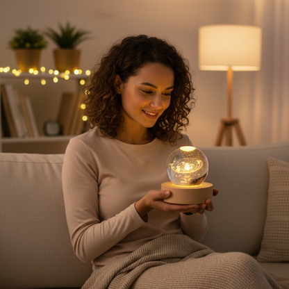 🛒 Mega Bargain 💥Engraved Crystal Glass Ball Night Light