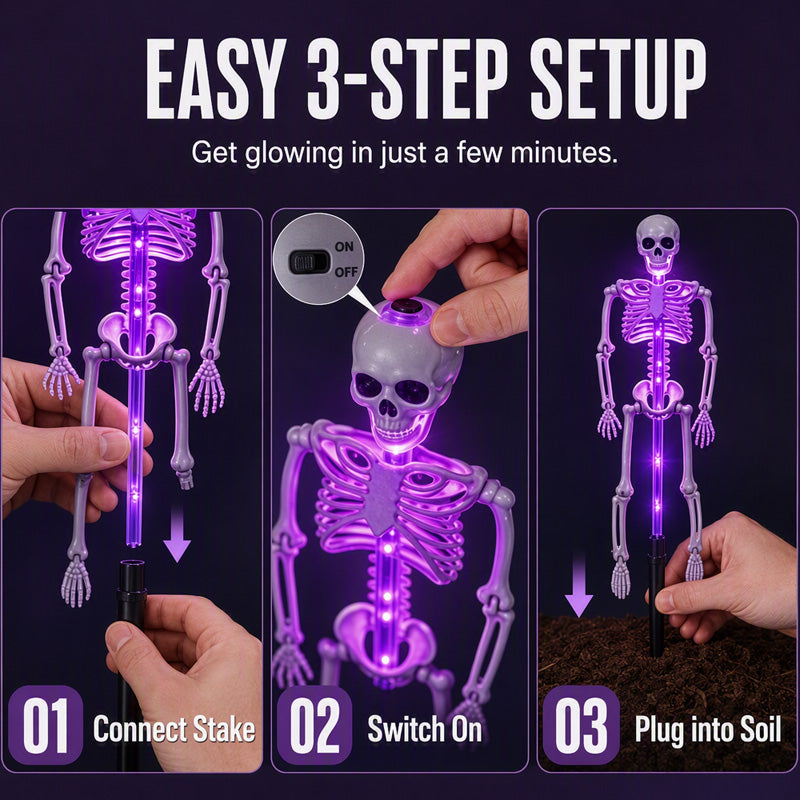 🎊 Special Blowout 🔥Solar Skeleton Ground Stake Lights Outdoor Waterproof Halloween Decor Lights
