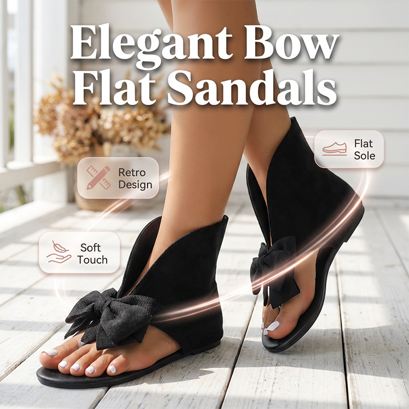 💎 Limited Deal ✨Retro Sweet Split-Toe Sandalswith Big Bow
