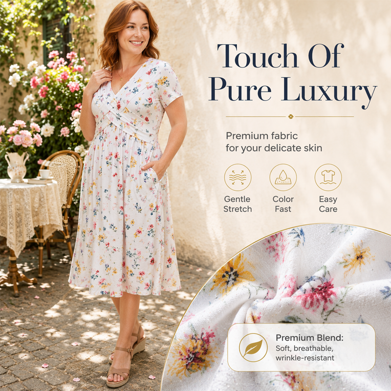 💎 Exclusive Deal 🛍️Women's V-Neck Floral Print Dress with Twist Waist