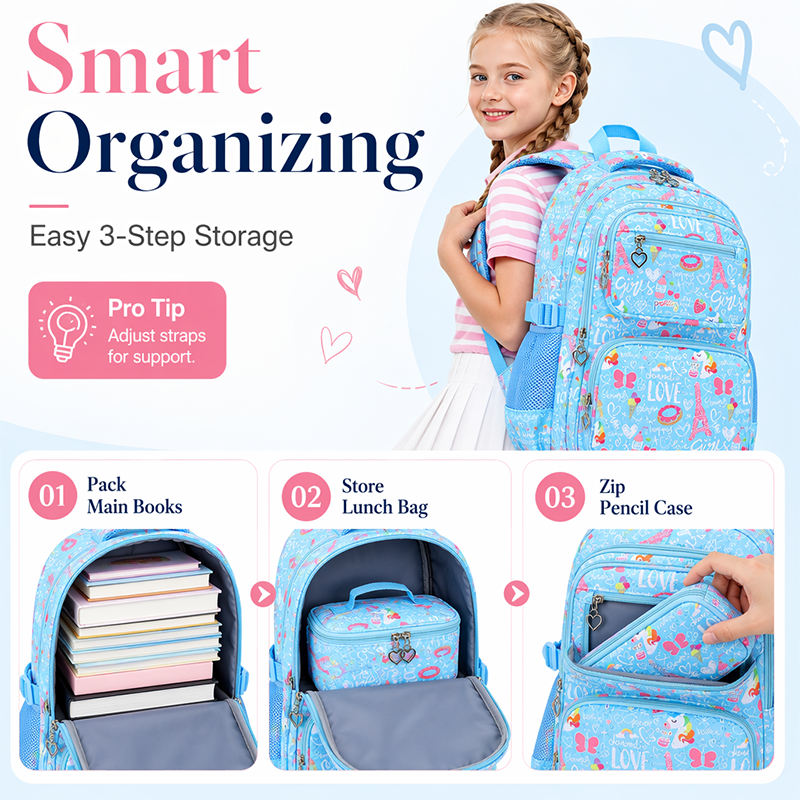 ✨ Time‑Limited Offer ⚡Girls' Cute Multi-Pocket School Backpack