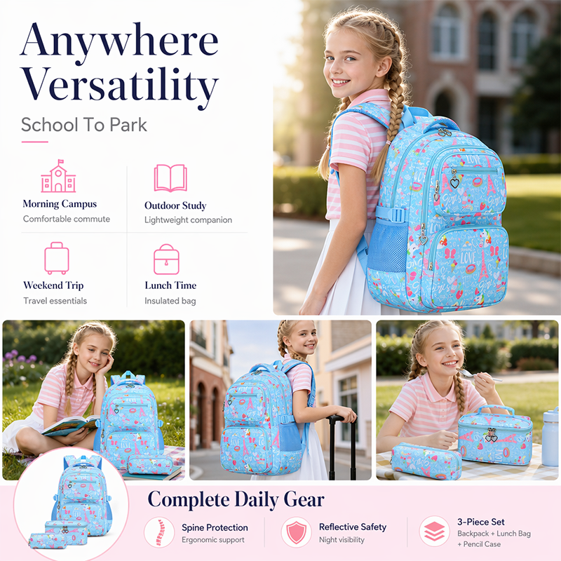 ✨ Time‑Limited Offer ⚡Girls' Cute Multi-Pocket School Backpack