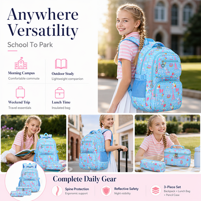 ✨ Time‑Limited Offer ⚡Girls' Cute Multi-Pocket School Backpack