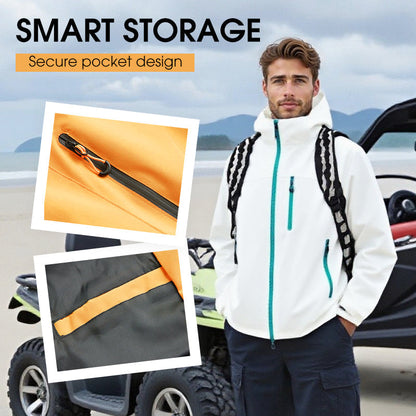 Fall New Arrivals-Outdoor Waterproof Sports Hooded Jacket– Windproof Breathable Sports Raincoat with Multi-Pockets, Durable & Abrasion-Resistant