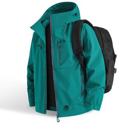 Fall New Arrivals-Outdoor Waterproof Sports Hooded Jacket– Windproof Breathable Sports Raincoat with Multi-Pockets, Durable & Abrasion-Resistant