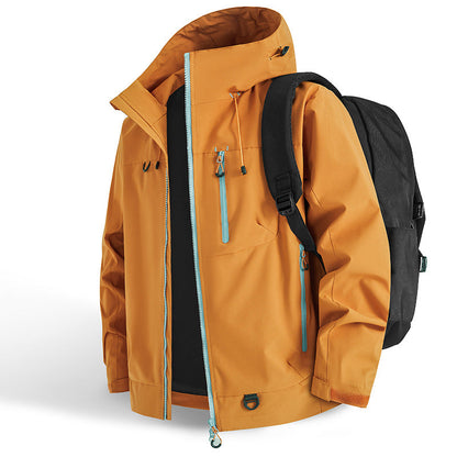 Fall New Arrivals-Outdoor Waterproof Sports Hooded Jacket– Windproof Breathable Sports Raincoat with Multi-Pockets, Durable & Abrasion-Resistant