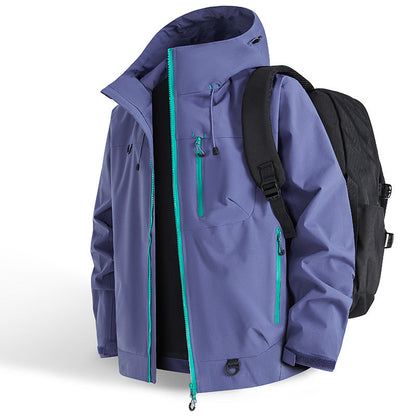 Fall New Arrivals-Outdoor Waterproof Sports Hooded Jacket– Windproof Breathable Sports Raincoat with Multi-Pockets, Durable & Abrasion-Resistant