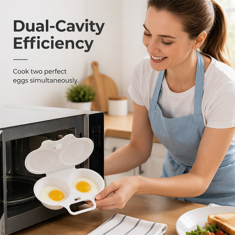 Microwave Egg Cooker – Perfect poached eggs in 2 mins, no oil & splash-proof – Quick, healthy & mess-free breakfast 🌿