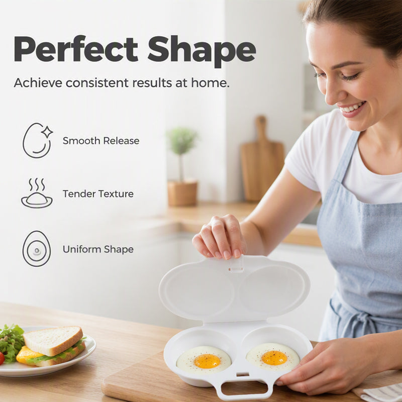 Microwave Egg Cooker – Perfect poached eggs in 2 mins, no oil & splash-proof – Quick, healthy & mess-free breakfast 🌿