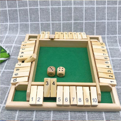 Wooden Board Game-Classic Family Board Game for 2-4 Players, Dice Rolling Math Game