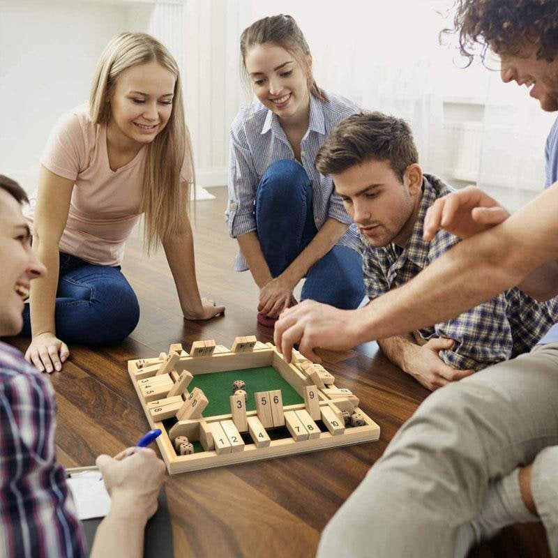 Wooden Board Game-Classic Family Board Game for 2-4 Players, Dice Rolling Math Game