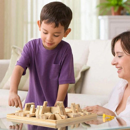 Wooden Board Game-Classic Family Board Game for 2-4 Players, Dice Rolling Math Game
