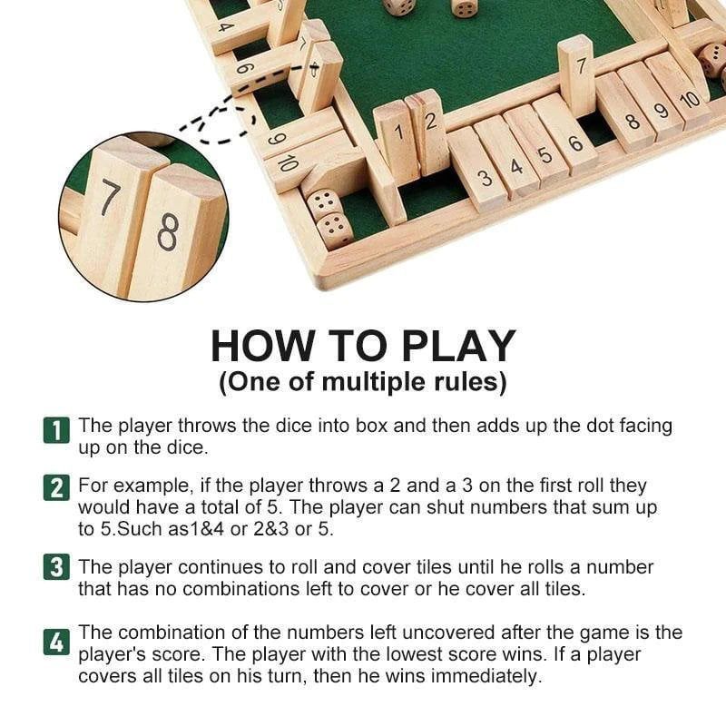 Wooden Board Game-Classic Family Board Game for 2-4 Players, Dice Rolling Math Game