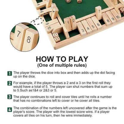 Wooden Board Game-Classic Family Board Game for 2-4 Players, Dice Rolling Math Game