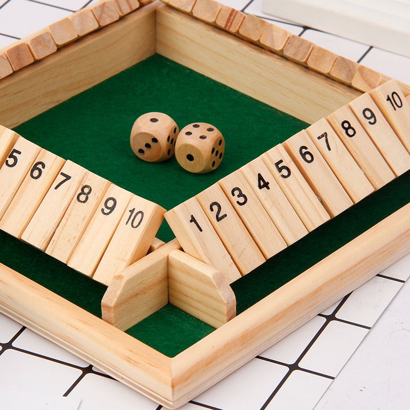 Wooden Board Game-Classic Family Board Game for 2-4 Players, Dice Rolling Math Game