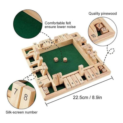 Wooden Board Game-Classic Family Board Game for 2-4 Players, Dice Rolling Math Game
