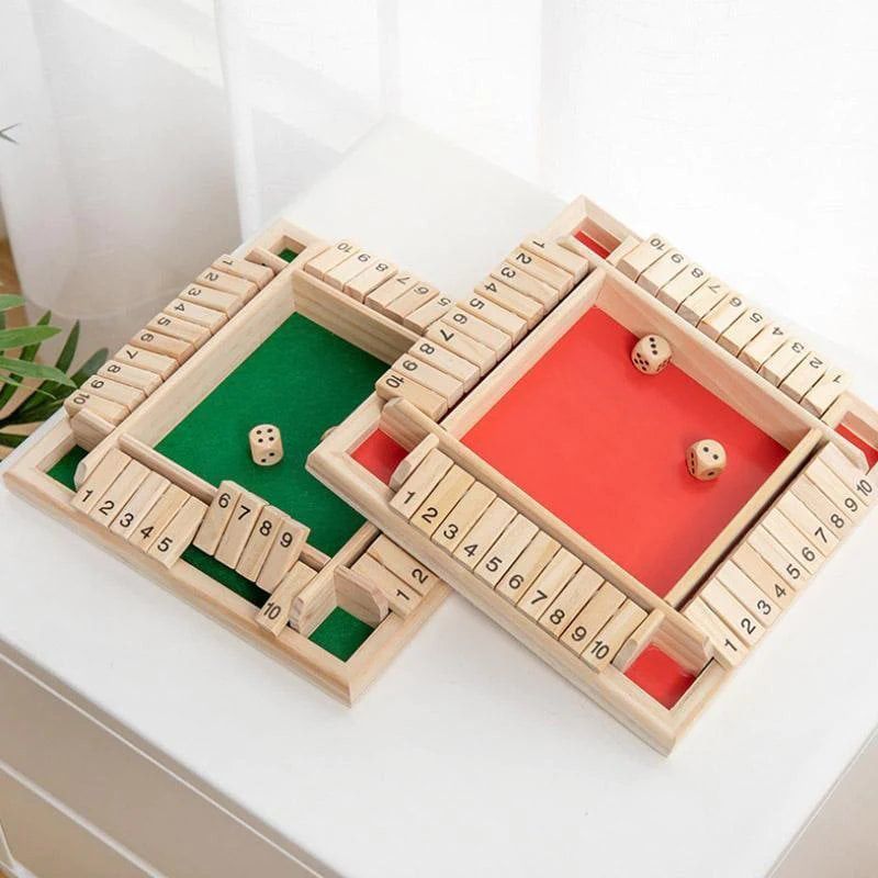 Wooden Board Game-Classic Family Board Game for 2-4 Players, Dice Rolling Math Game