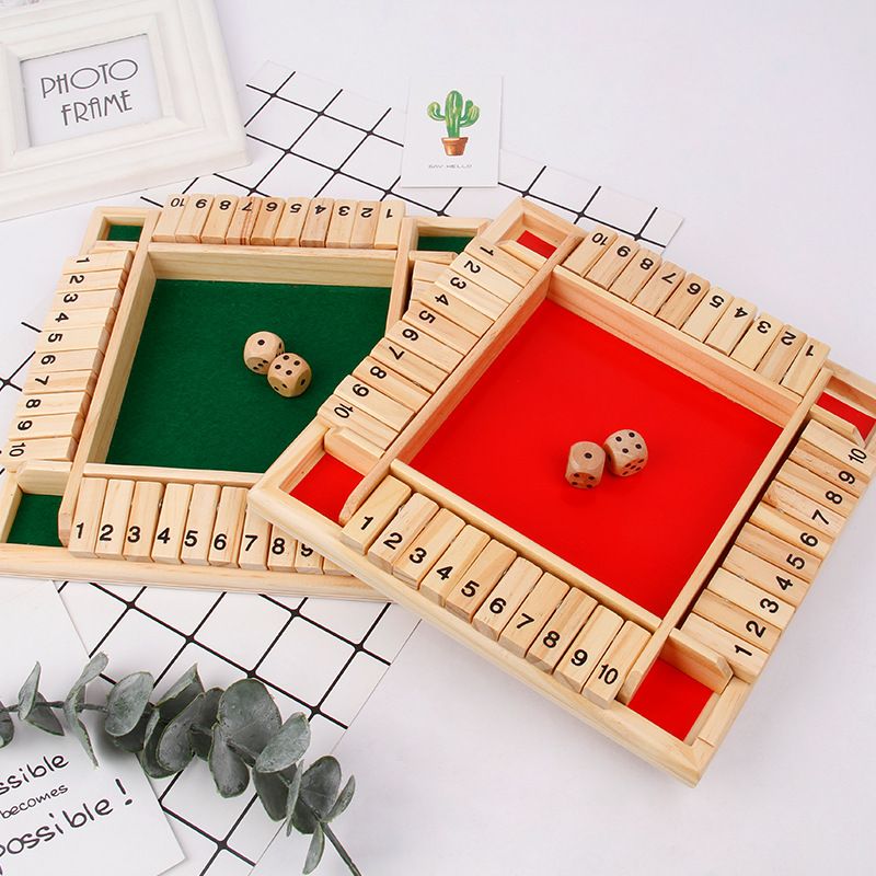 Wooden Board Game-Classic Family Board Game for 2-4 Players, Dice Rolling Math Game