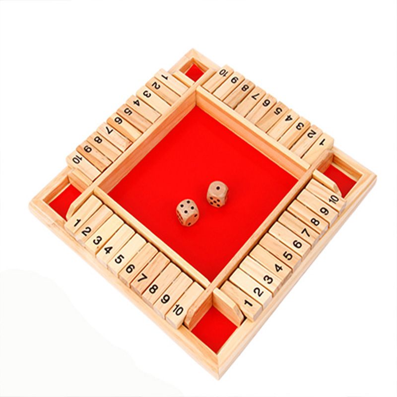 Wooden Board Game-Classic Family Board Game for 2-4 Players, Dice Rolling Math Game