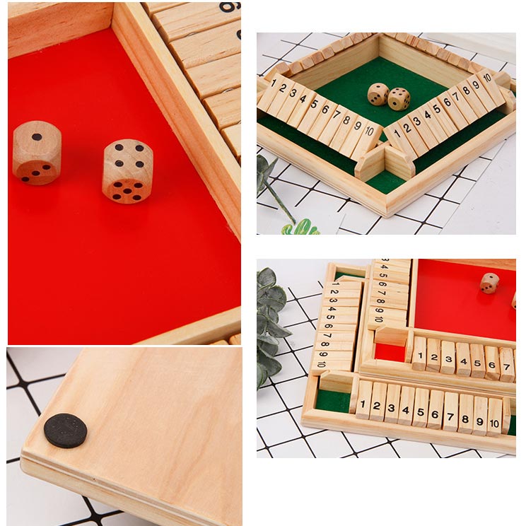 Wooden Board Game-Classic Family Board Game for 2-4 Players, Dice Rolling Math Game