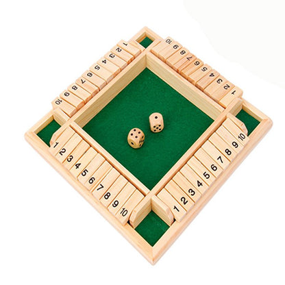 Wooden Board Game-Classic Family Board Game for 2-4 Players, Dice Rolling Math Game