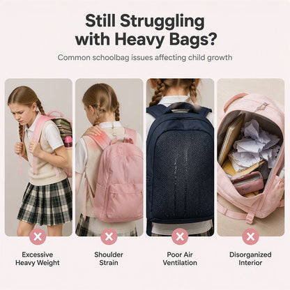 Waterproof Large Capacity Primary School Student Bookbag with Plaid Design
