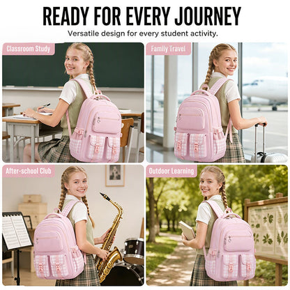 Waterproof Large Capacity Primary School Student Bookbag with Plaid Design