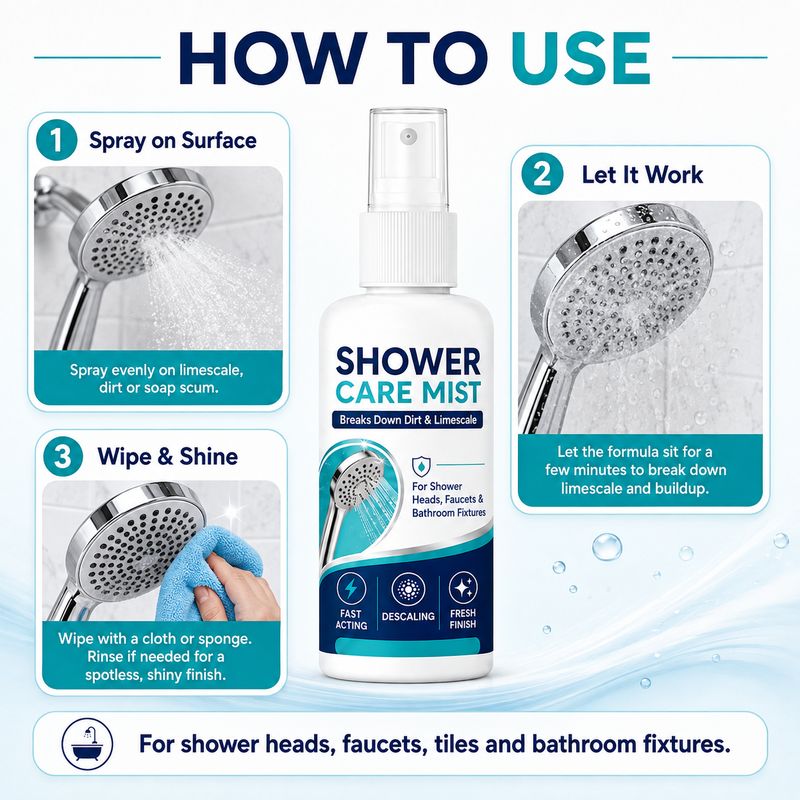 ⏳🏆2 KAUFEN, 1 GRATIS – 3er-Pack🚿✨Schnellwirkender Dusch-Kalkentferner-Spray – Löst hartnäckige Mineralablagerungen & Wasserflecken. Stellt den Wasserdurchfluss & Glanz wieder her – einfach aufsprühen & abwischen! 🧼💪
