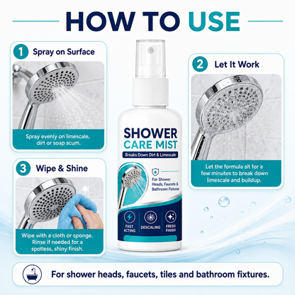 ⏳🏆2 KAUFEN, 1 GRATIS – 3er-Pack🚿✨Schnellwirkender Dusch-Kalkentferner-Spray – Löst hartnäckige Mineralablagerungen & Wasserflecken. Stellt den Wasserdurchfluss & Glanz wieder her – einfach aufsprühen & abwischen! 🧼💪