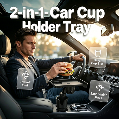 💰 Instant Discount ⏳Car Cup Holder Expander with Tray