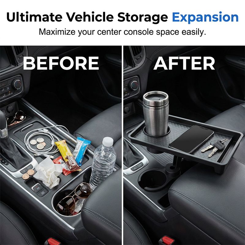 💰 Instant Discount ⏳Car Cup Holder Expander with Tray