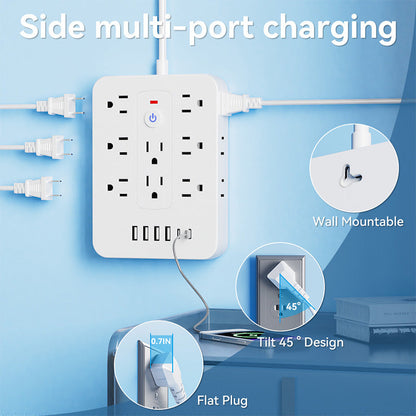 💰 Instant Discount ⏳20-in-1 Power Strip with Overload Protection