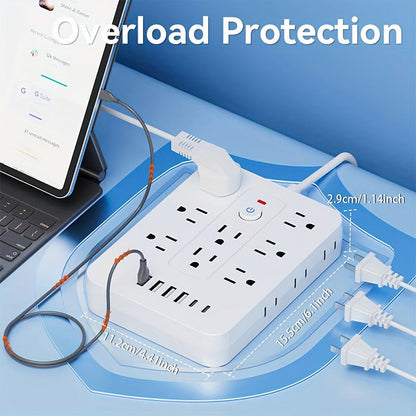 💰 Instant Discount ⏳20-in-1 Power Strip with Overload Protection