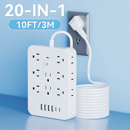 💰 Instant Discount ⏳20-in-1 Power Strip with Overload Protection